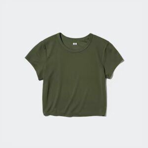 Uniqlo Airism Cropped Short-Sleeve T-Shirt – Green, Women's M